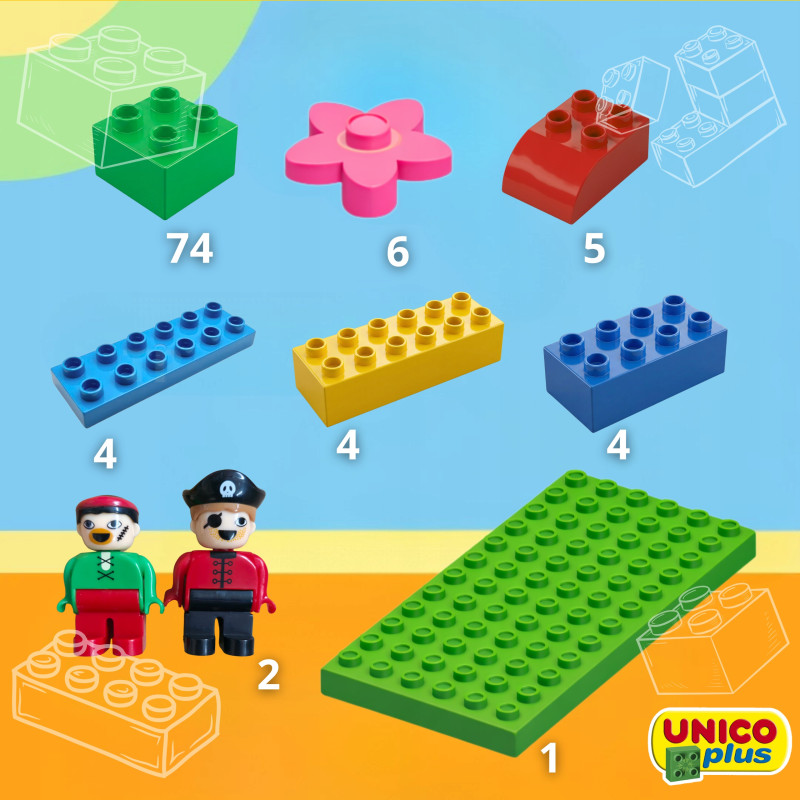 Klocki UNICO 110 el. w Torbie z Płytką | klockiunico.pl