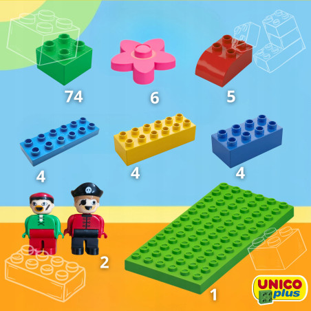 Klocki UNICO 110 el. w Torbie z Płytką | klockiunico.pl