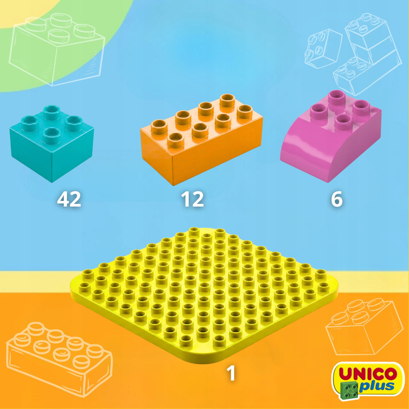 Klocki UNICO Pastelowe Wiadereczko 60 el. | klockiunico.pl