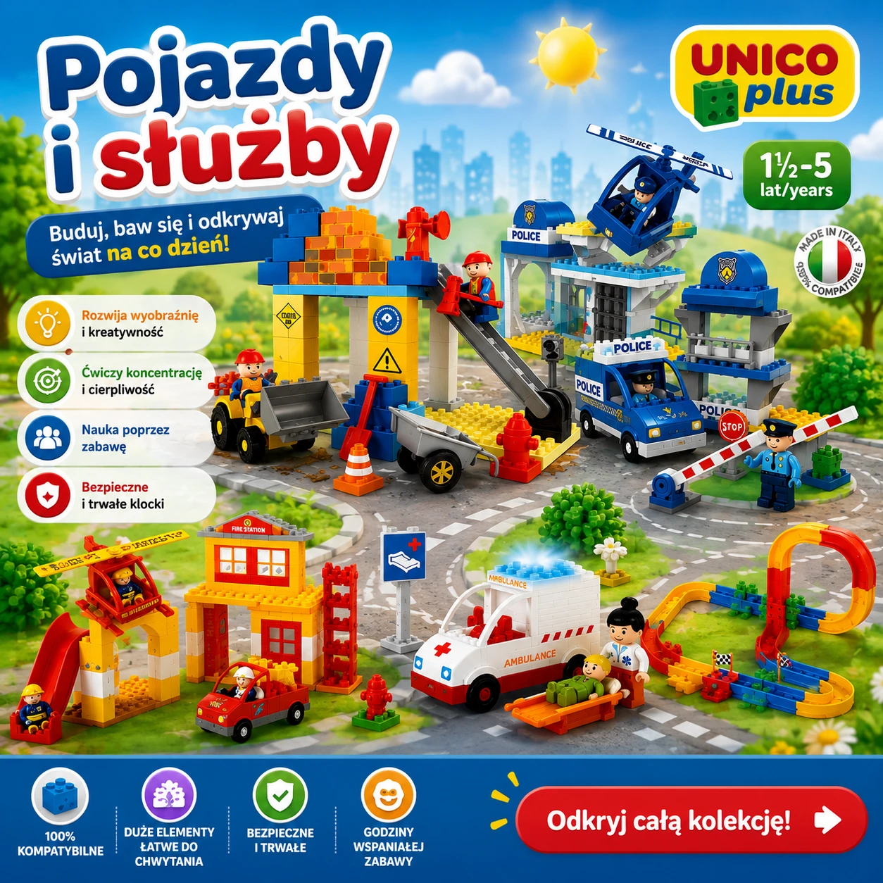 Klocki dla maluszków, klocki unico, klocki kompatybilne z duplo